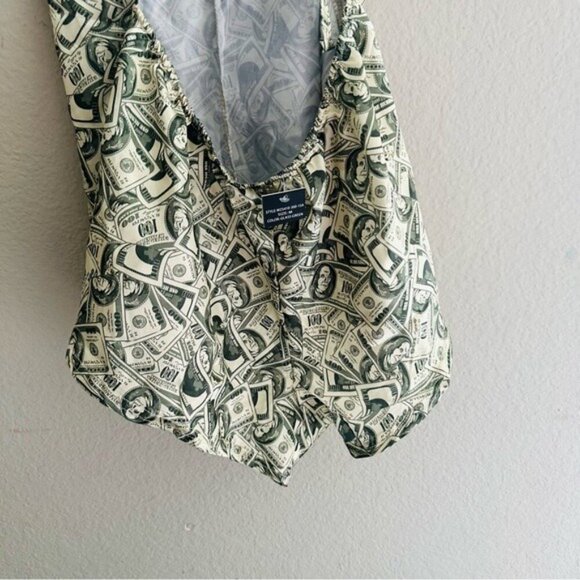 Luxe Dollar Bill Print Romper – Size M | Baddie Aesthetic Meets Y2K Attitude - Picture 6 of 11